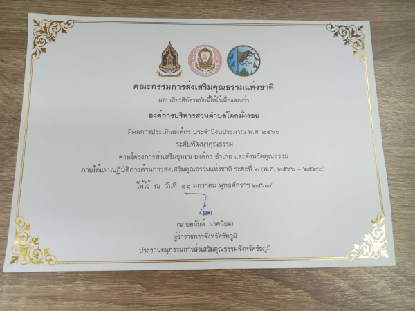 ได้รับเกียรติบัตรการประเมินองค์กร ปี พ.ศ.2566 